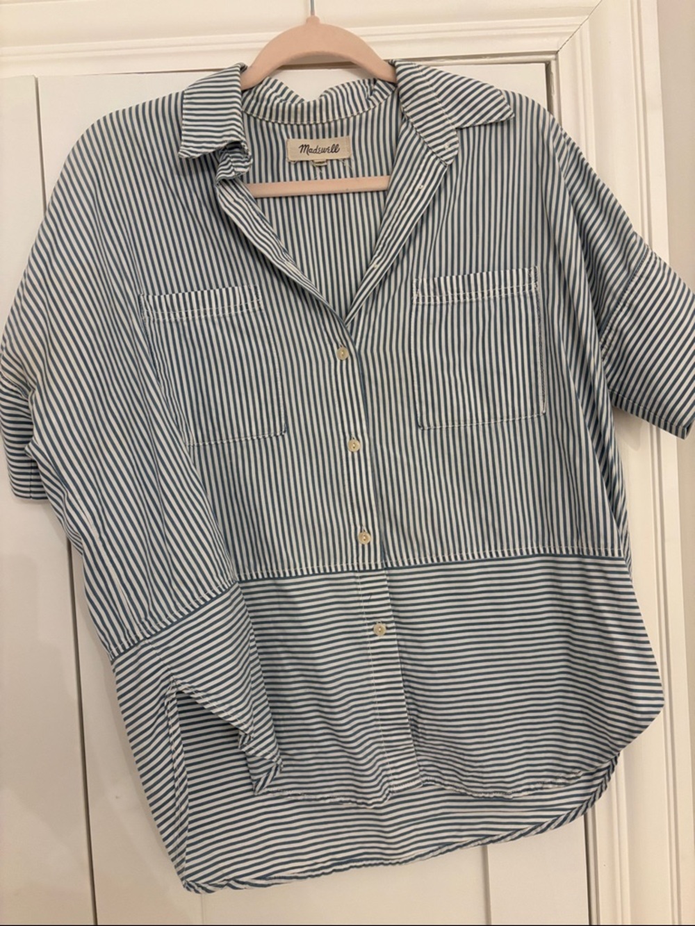 Madewell Blue & White Striped Relaxed Button-Down Shirt